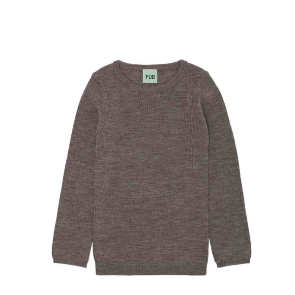 FUB - Uldtrøje i rib, beige melange