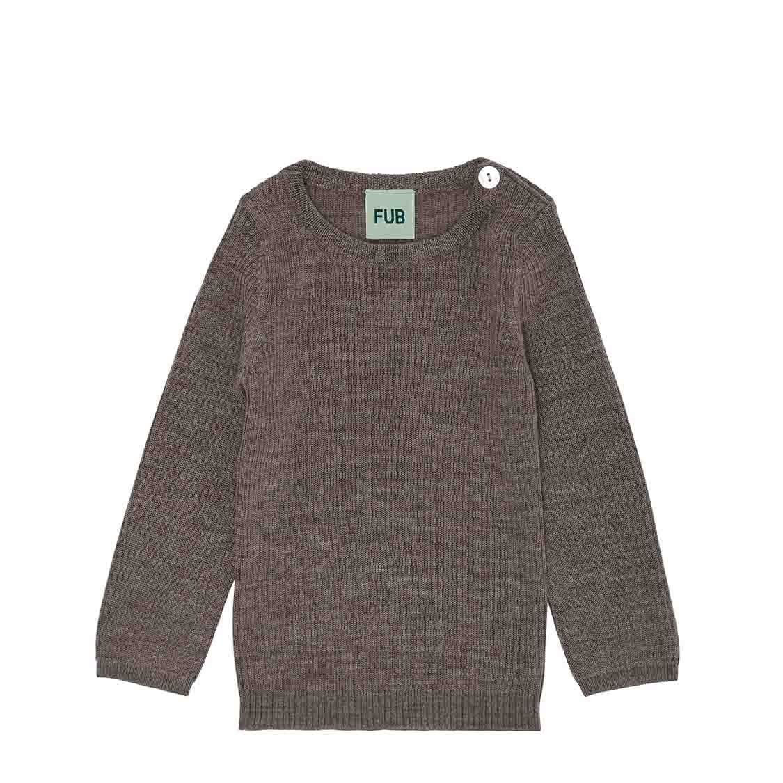 FUB Baby uldtrøje i rib beige str. 68-86 cm -